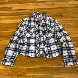 So Nikki Girl’s Black and White Flannel Shirt Size M